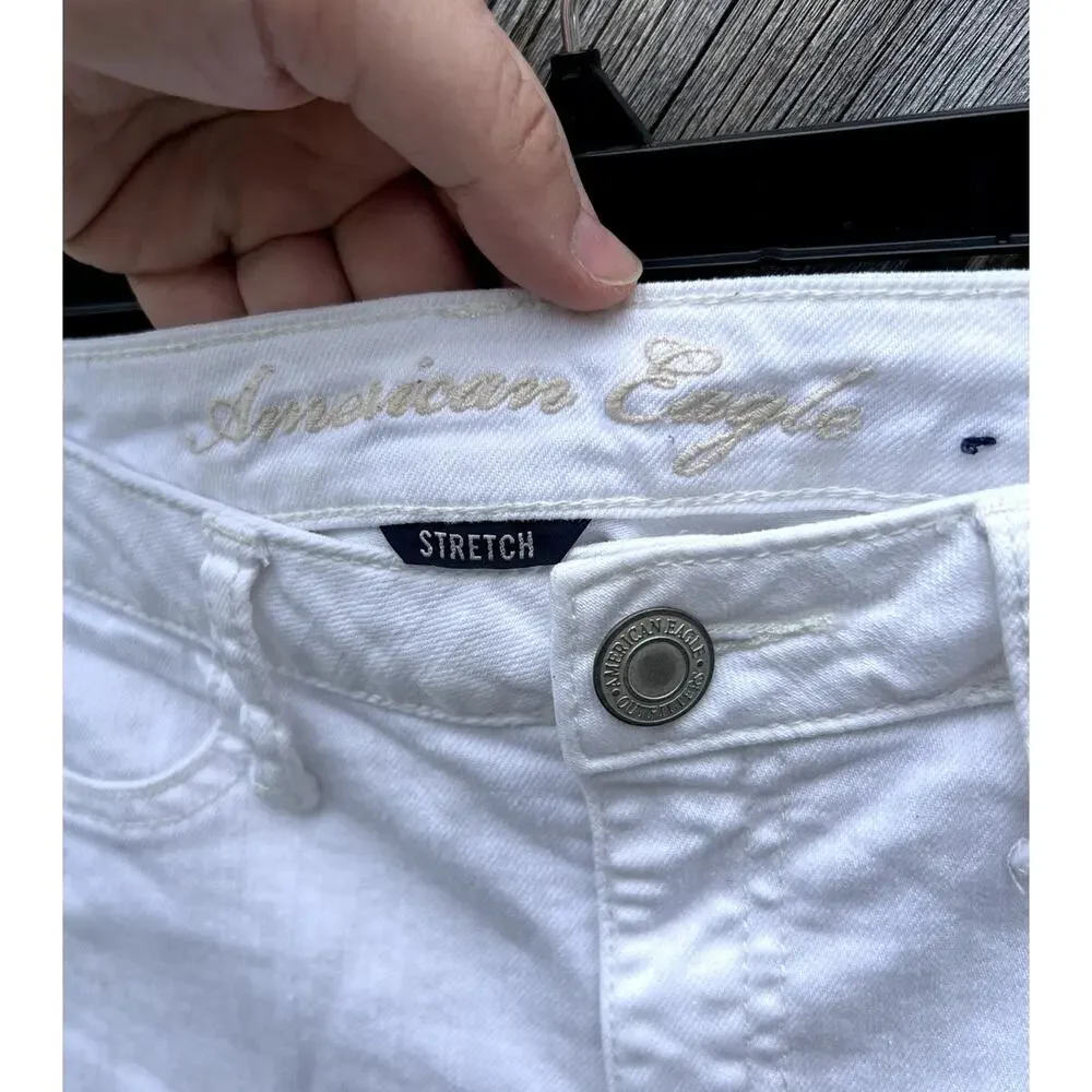 American Eagle Jegging Women 2 White Good Stretch Ankle Zip Skinny Jeans